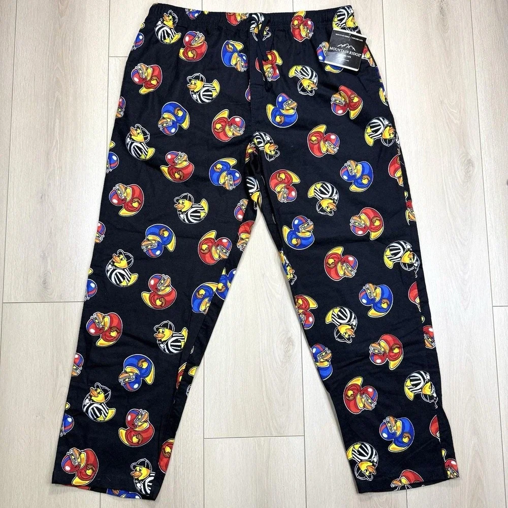 Mountain Ridge Men's Duck‎ Football Print Lounge Pants XXL Black Cotton NWT PJs